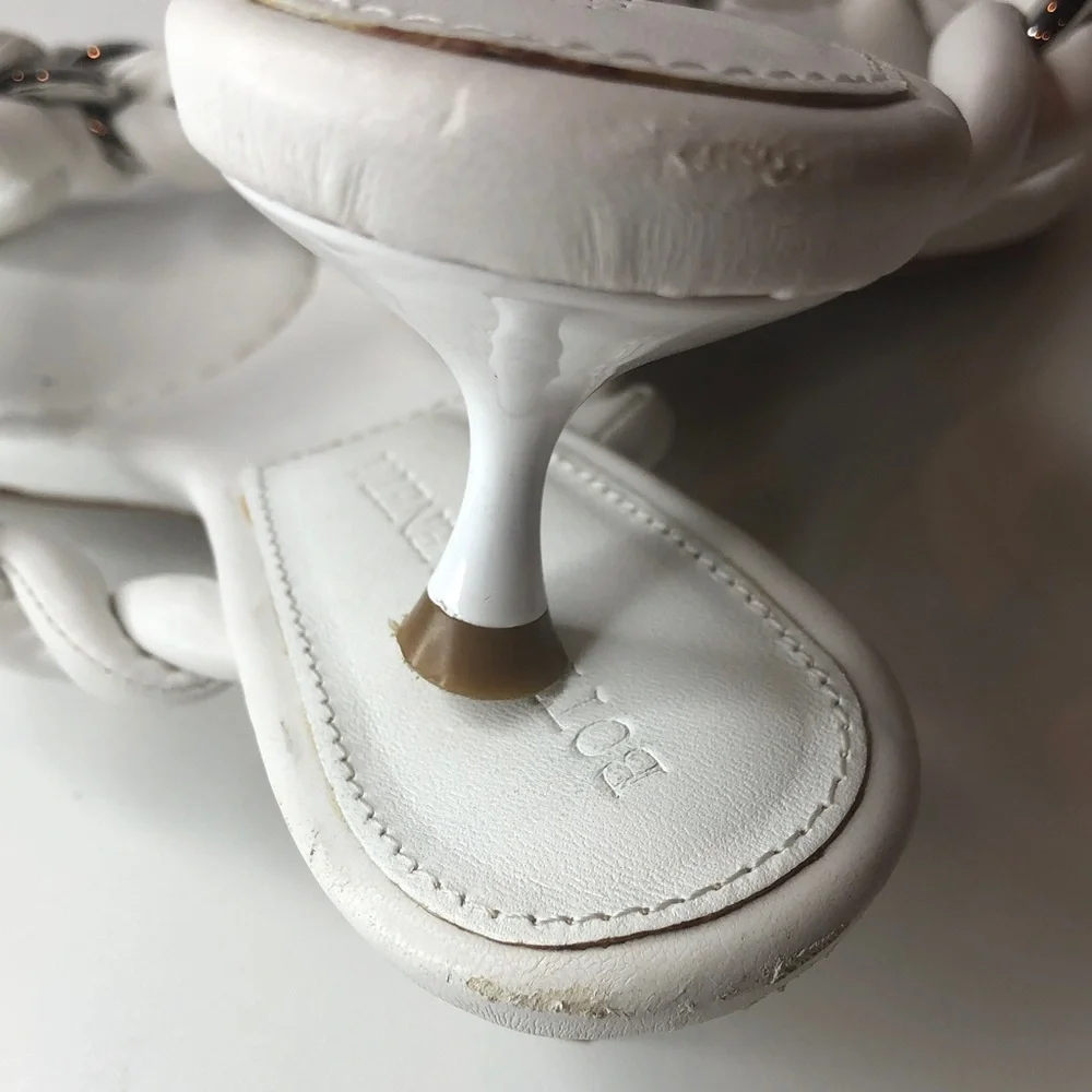 Bottega Venetta Dot Sandal White with Silver chain Accent Size 39 EU (7.5-8US)
